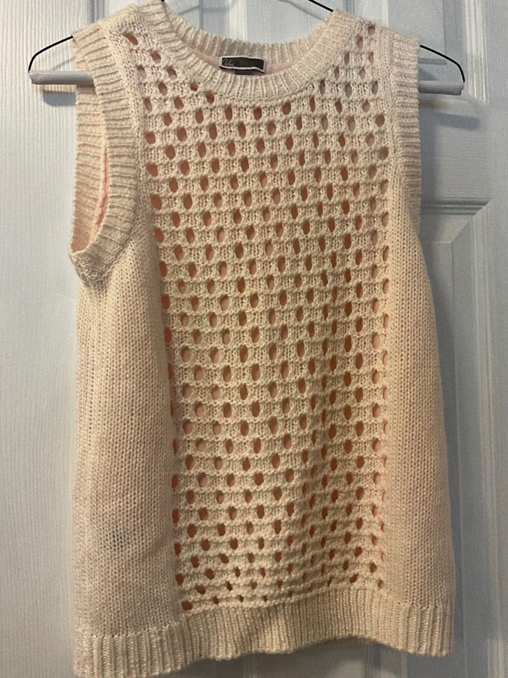 CeCe Cream Open Knit Sleeveless Sweater Tank Top Size XS